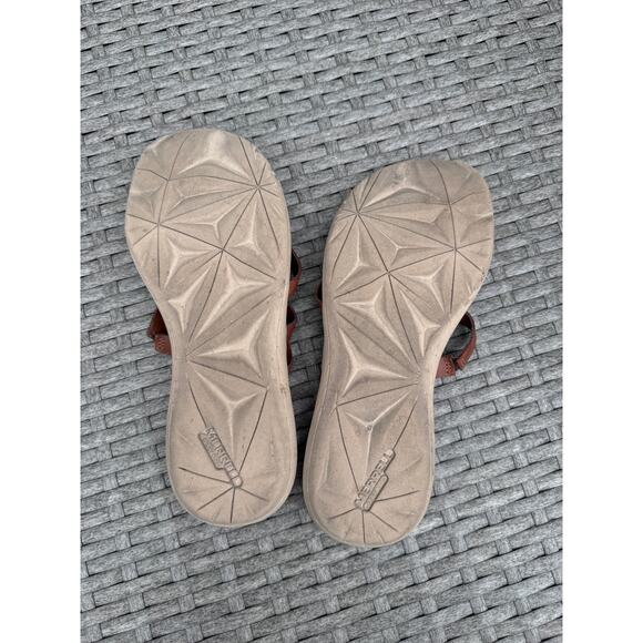 Merrell Duskair‎ Seaway Sandals Slide Open Toe Leather Oak Brown Womens Size 6 - Picture 8 of 9